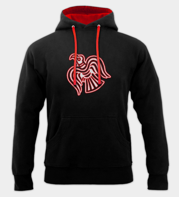 Moletom com capuz bordado Motivo Corvo Viking
